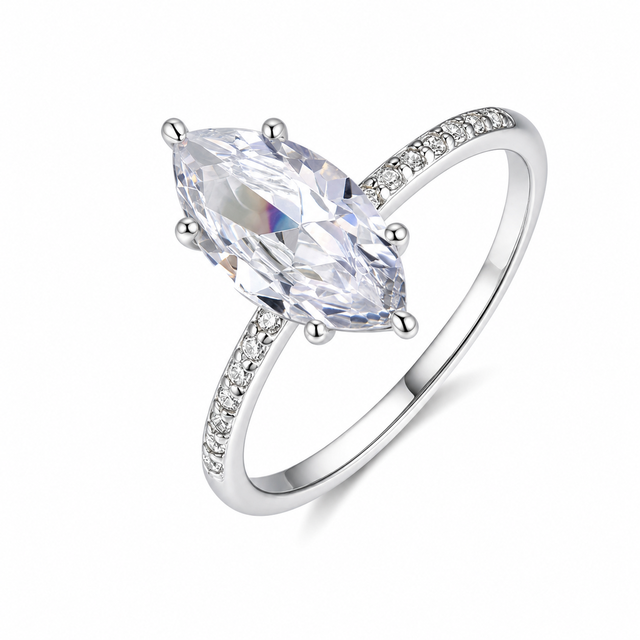 Vowmira Marquise-Cut Moissanite Pavé Ring, hero view