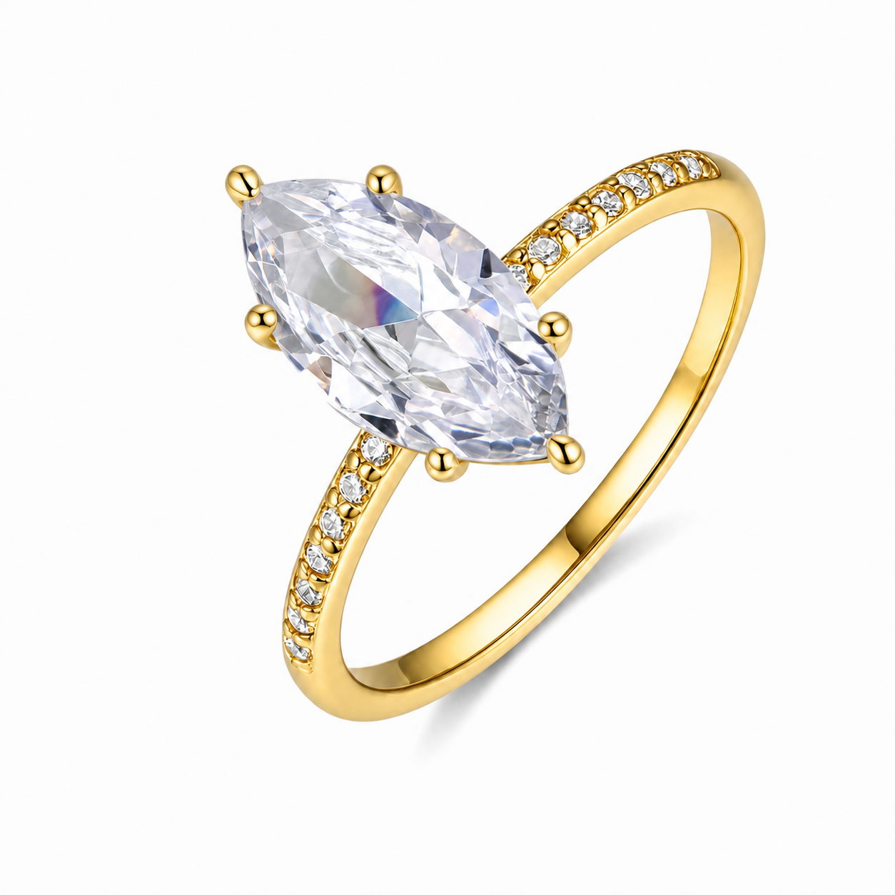 Vowmira Marquise-Cut Moissanite Pavé Ring, alternate view 2