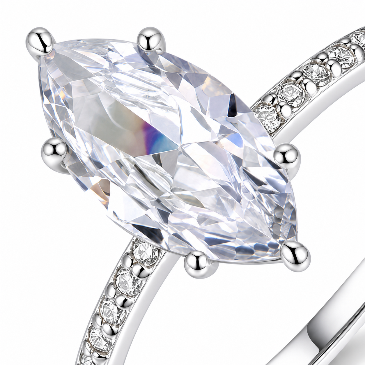 Vowmira Marquise-Cut Moissanite Pavé Ring, alternate view 3