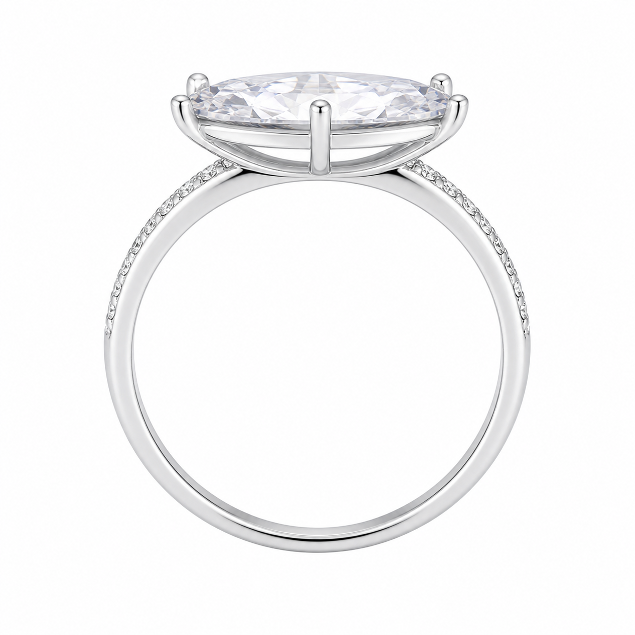 Vowmira Marquise-Cut Moissanite Pavé Ring, alternate view 4