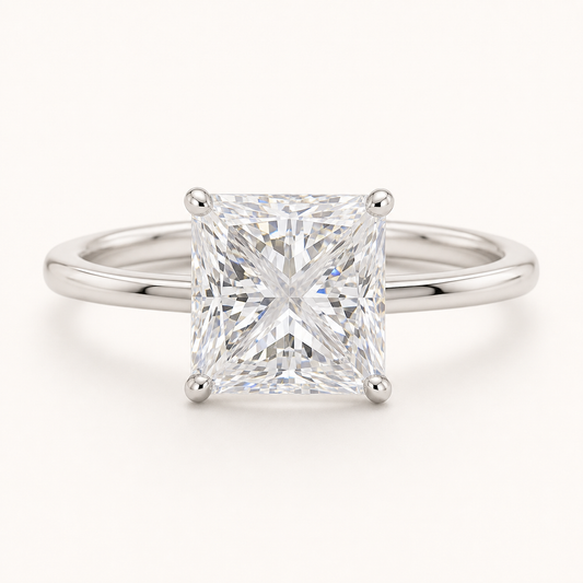Vowmira Princess-Cut Simulated Stone Solitaire Ring, hero view - Vowmira lab-grown diamond jewelry