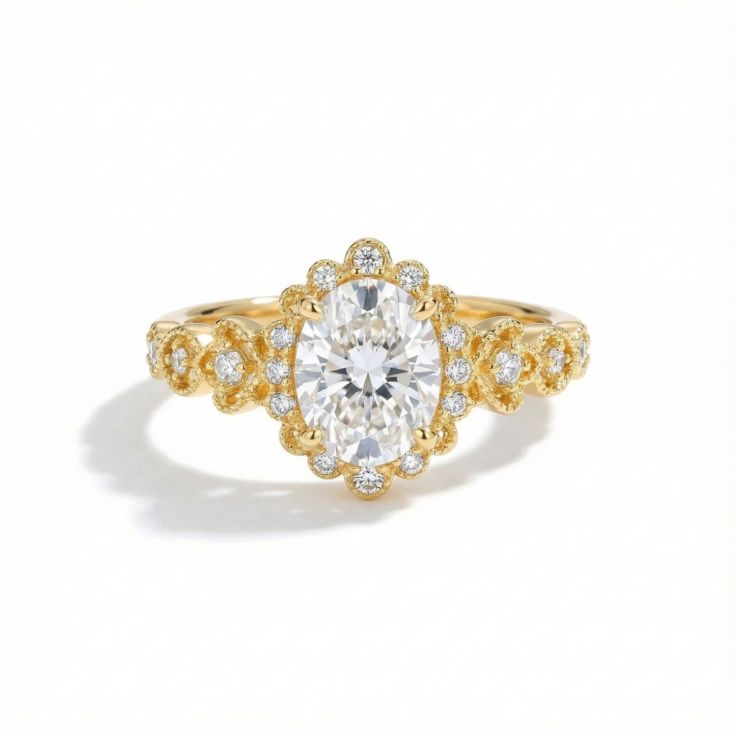 Vowmira Nature-Inspired Oval Moissanite Engagement Ring, hero view
