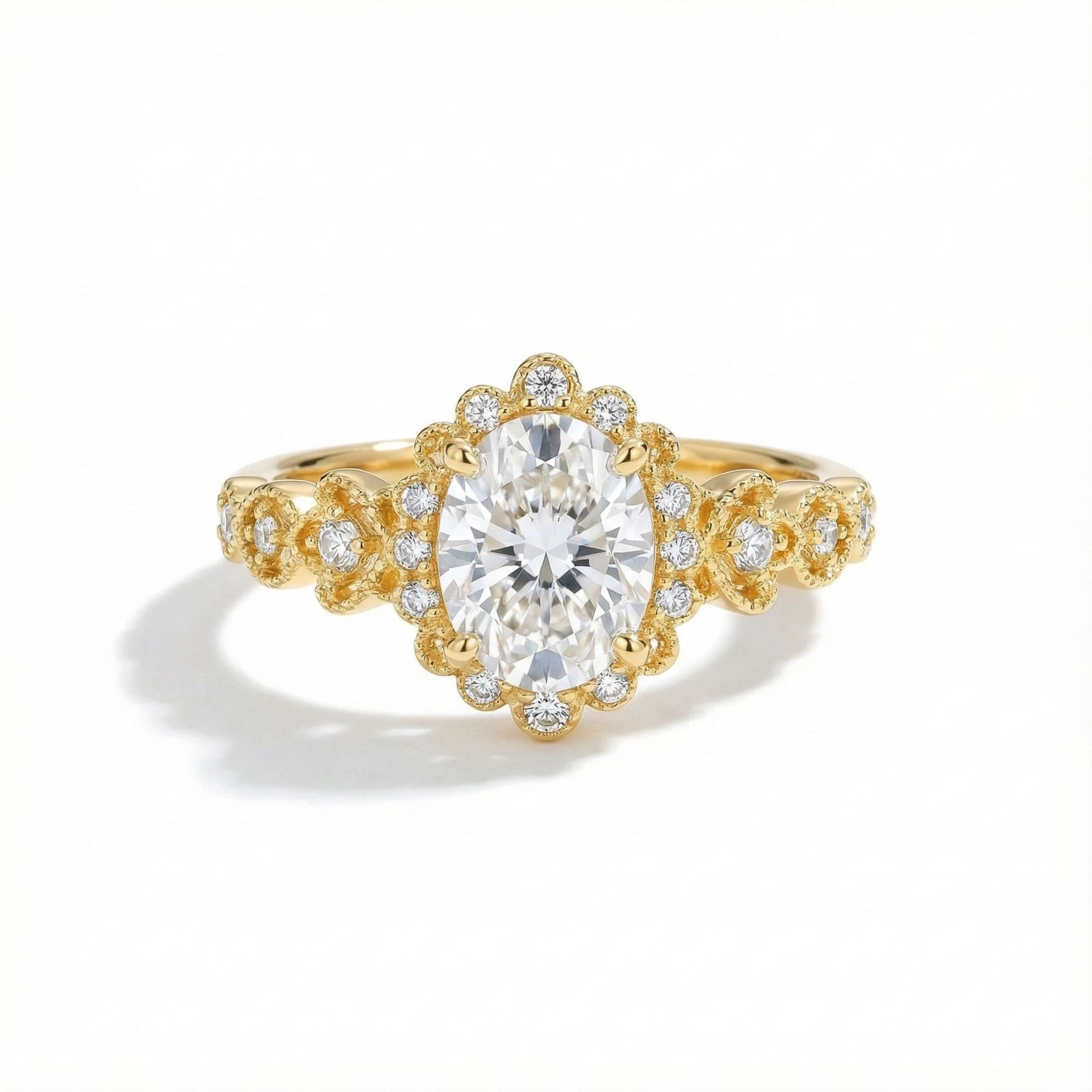 Vowmira Nature-Inspired Oval Moissanite Engagement Ring, hero view