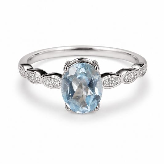 Vowmira Oval Topaz & Citrine Accent Ring, hero view - Vowmira lab-grown diamond jewelry