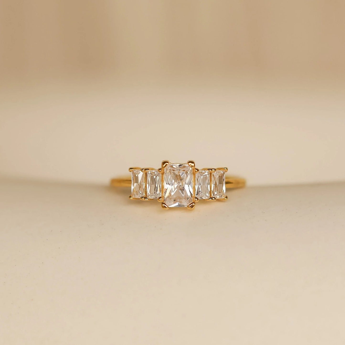 Vowmira Radiant Five-Stone Zirconia Ring, hero view