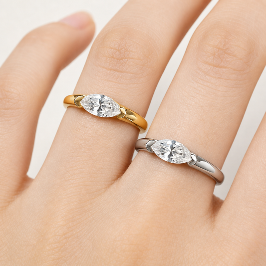 VM-ALL-029 | Vowmira Marquise-Cut Ridge Solitaire Lab-Grown Diamond Ring | hero clean