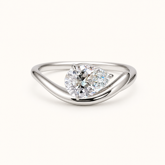 VM-ALL-036 | Vowmira Signet Pear-Cut Lab-Grown Diamond Engagement Ring | hero - Vowmira lab-grown diamond jewelry