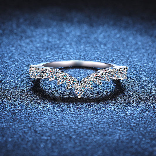 Vowmira V-Shaped Moissanite Stackable Wedding Band, hero view - Vowmira lab-grown diamond jewelry