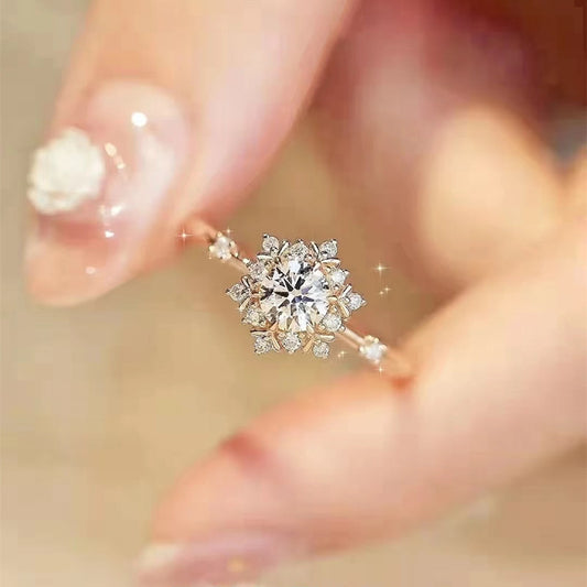 Vowmira Snowflake Cluster High-Carbon Stone Ring, hero view - Vowmira lab-grown diamond jewelry