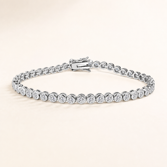 Vowmira Bezel-Set Zirconia Tennis Bracelet, hero view - Vowmira lab-grown diamond jewelry