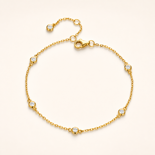 Vowmira Gold-Tone Station Bracelet, hero view - Vowmira lab-grown diamond jewelry