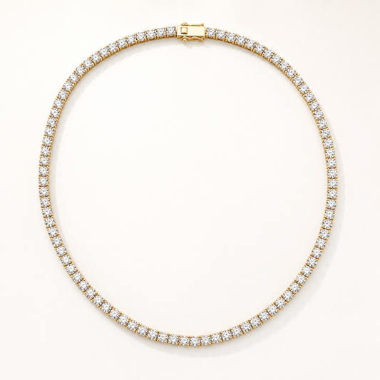 Vowmira 18K Gold-Plated Tennis Necklace, hero view - Vowmira lab-grown diamond jewelry