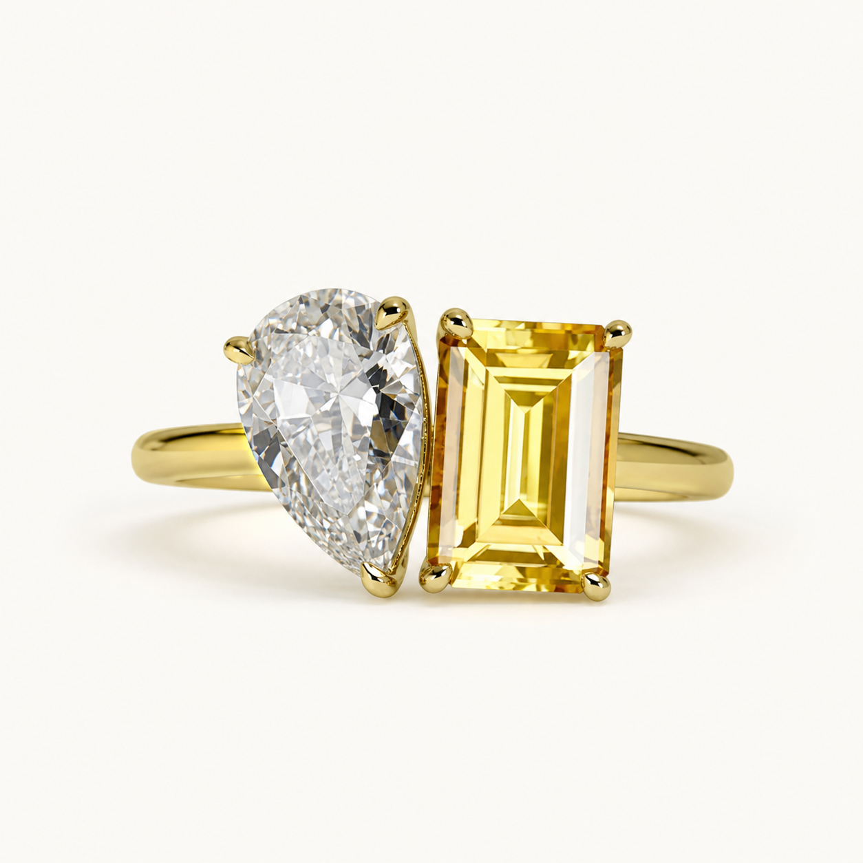 Vowmira Pear & Emerald-Cut Toi et Moi Ring, hero view