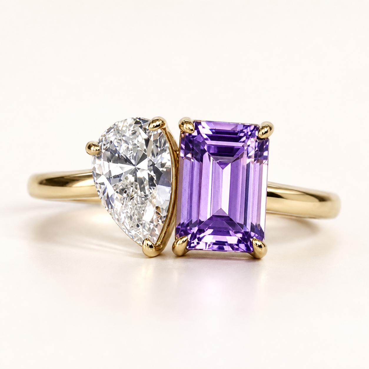 Vowmira Pear & Emerald-Cut Toi et Moi Ring, alternate view 3