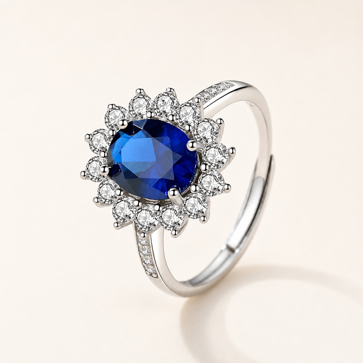 Vowmira Vintage Halo Blue Sapphire Ring, hero view