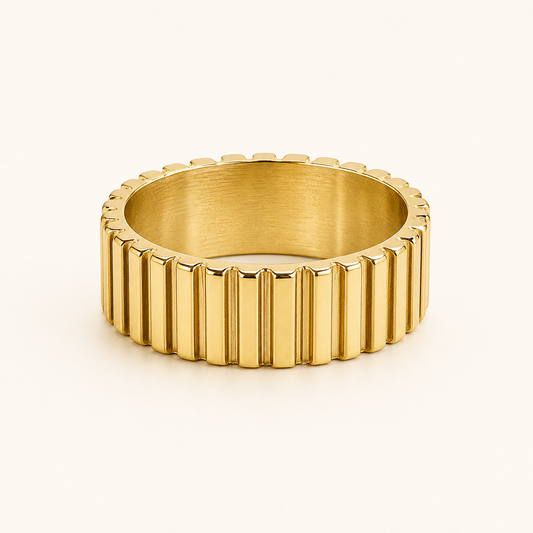 VM-ALL-078 | Vowmira Ribbed Wide Band Ring | hero polished - Vowmira lab-grown diamond jewelry