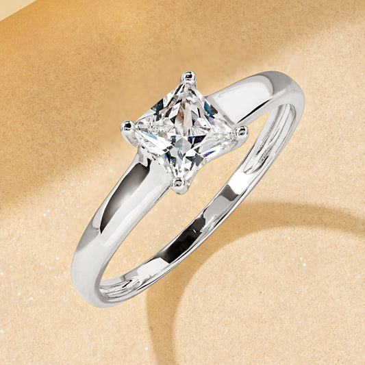 Vowmira Low-Profile Square Accent Ring, hero view - Vowmira lab-grown diamond jewelry