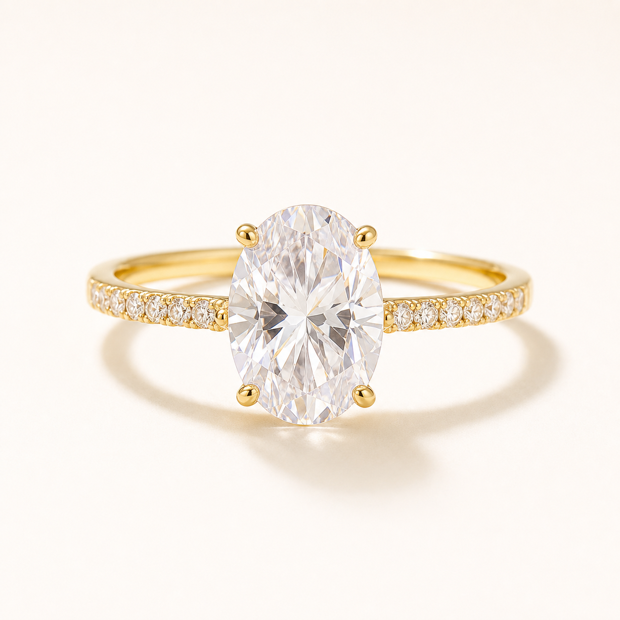 Vowmira moissanite pave-band solitaire ring, gold-tone hero view