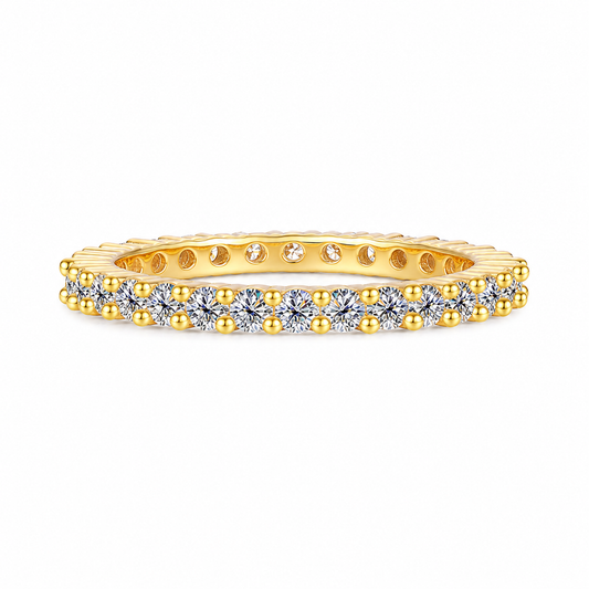 Vowmira 0.72 ct. round bead-prong eternity band, exact supplier SKU anchor in Yellow Gold Tone