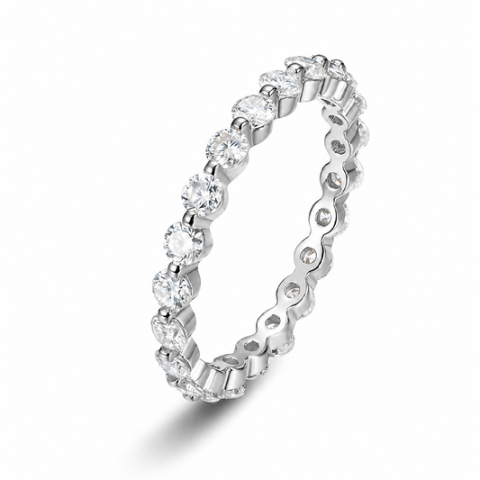 Vowmira 0.95 ct. 19-stone single-prong eternity band, exact supplier SKU anchor in White Gold Tone