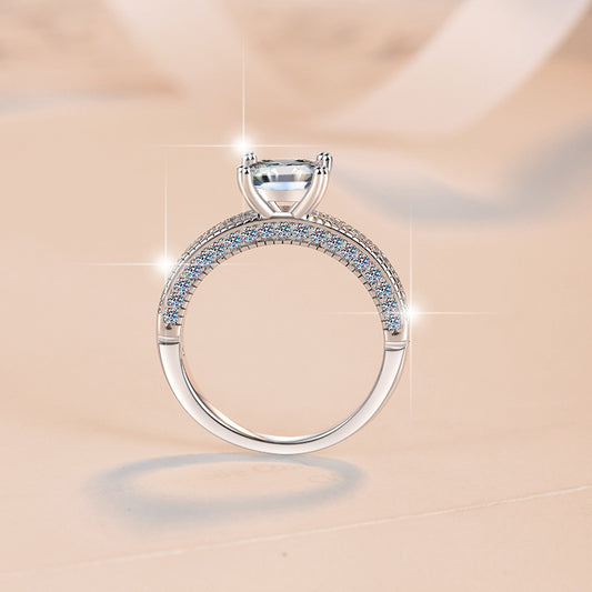 Vowmira 1.2 ct. princess-cut milgrain pavé lab-grown diamond ring - exact SKU side view