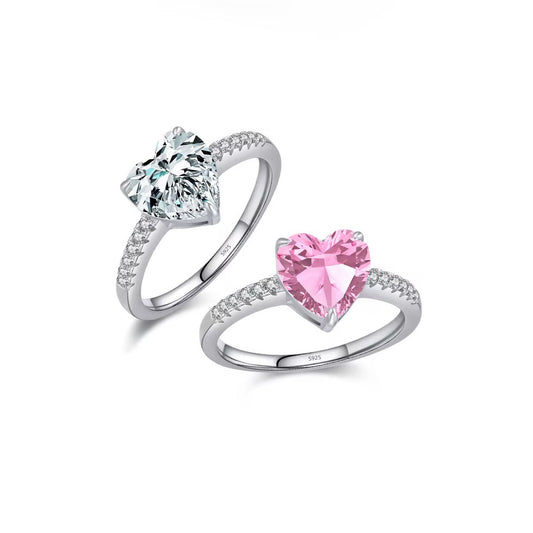 Vowmira 1 ct. heart-cut pavé lab-grown diamond engagement ring, exact clear and pink supplier SKU - Vowmira lab-grown diamond jewelry