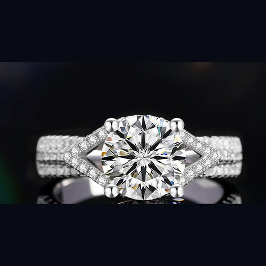 Vowmira 1 ct. round open-eye split-shank pavé lab-grown diamond engagement ring, exact supplier SKU