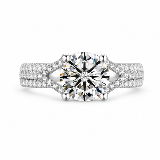 Vowmira 1 ct. round open-marquise double-row pavé lab-grown diamond engagement ring, exact supplier SKU