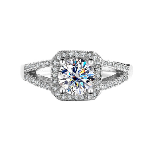 Vowmira round square-halo engagement ring — exact 1688 SKU front view - Vowmira lab-grown diamond jewelry