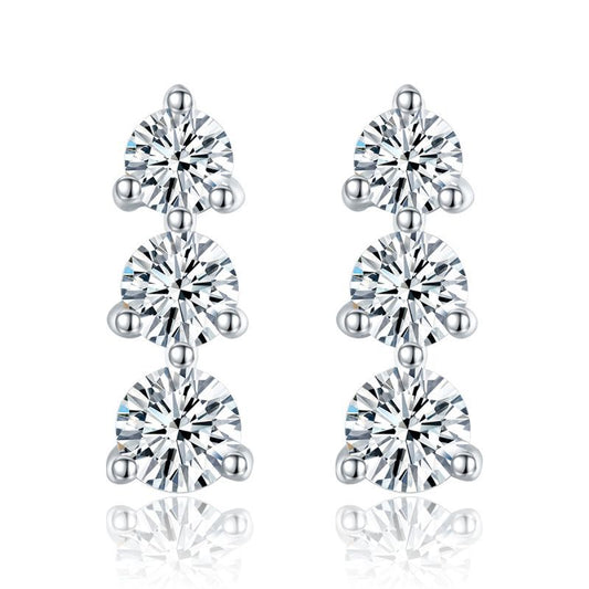 Vowmira 2 ct. three-stone drop lab-grown diamond earrings, exact 1688 SKU front anchor - Vowmira lab-grown diamond jewelry