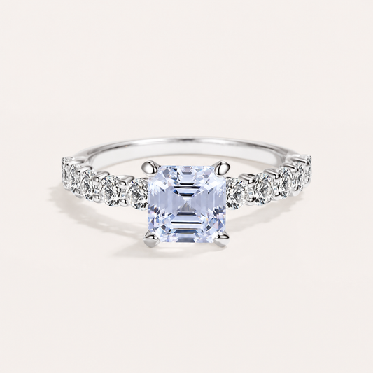 Vowmira 7 mm Asscher-cut scalloped-prong lab-grown diamond engagement ring, exact supplier SKU