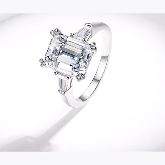 Vowmira 7 by 9 mm emerald-cut three-stone lab-grown diamond engagement ring, exact supplier SKU - Vowmira lab-grown diamond jewelry