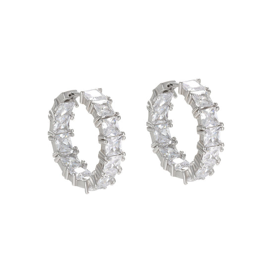 Vowmira 8 ct. tw. emerald-cut lab-grown diamond hoop earrings, exact white-tone supplier SKU