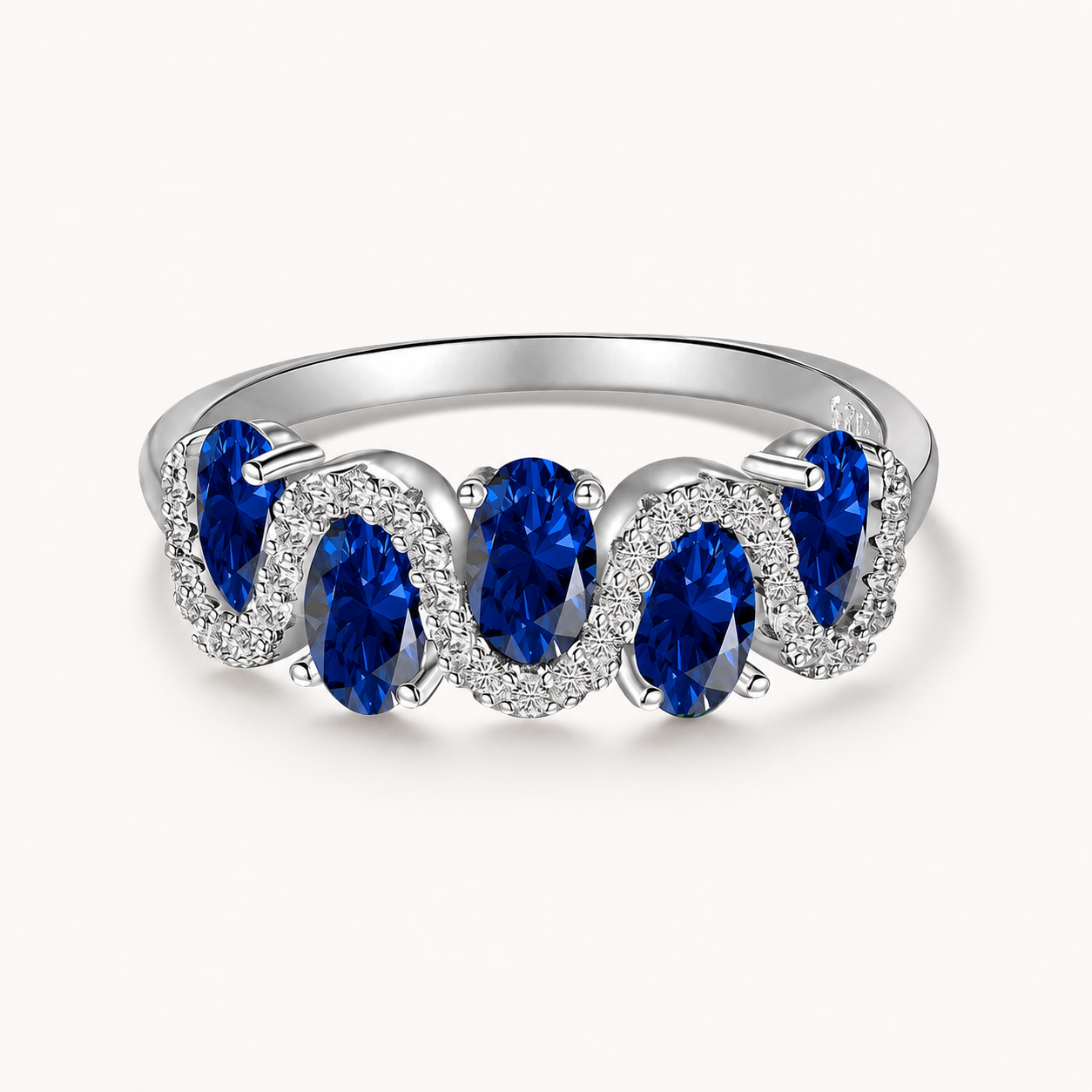 Vowmira blue and white lab-grown diamond ring