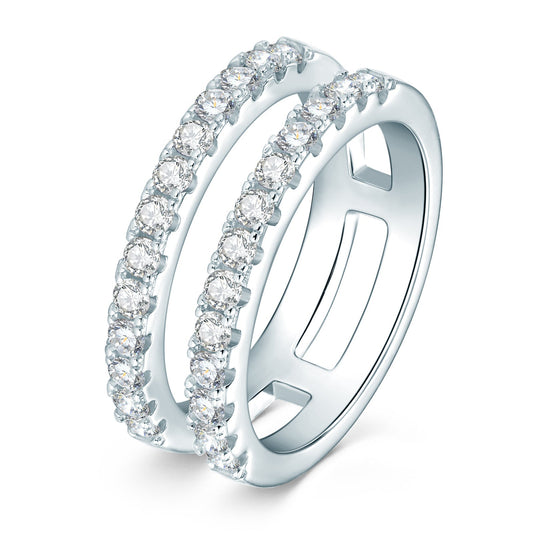 Vowmira white-gold chevron lab-grown diamond ring enhancer, three-quarter hero view