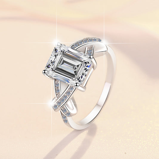 Vowmira emerald-cut three-ribbon pavé lab-grown diamond ring - exact SKU view - Vowmira lab-grown diamond jewelry