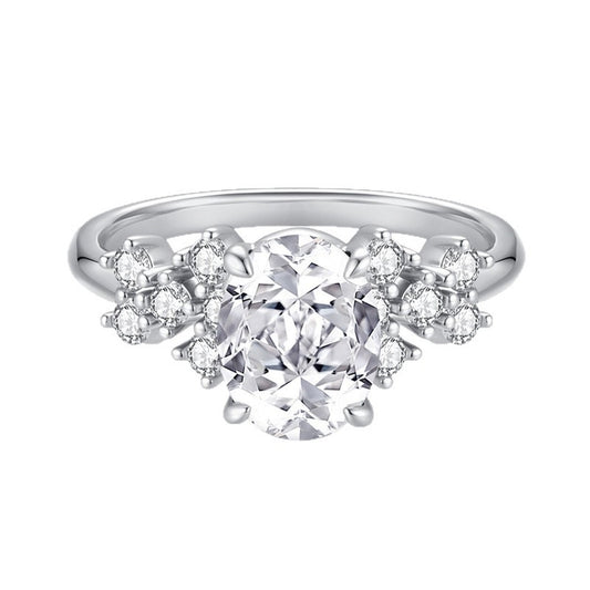 Vowmira Harmony 2 ct. oval six-prong floral-cluster lab-grown diamond ring, exact white supplier SKU