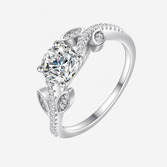 Vowmira Ivy round four-prong leaf-vine lab-grown diamond ring, exact cleaned 1688 design