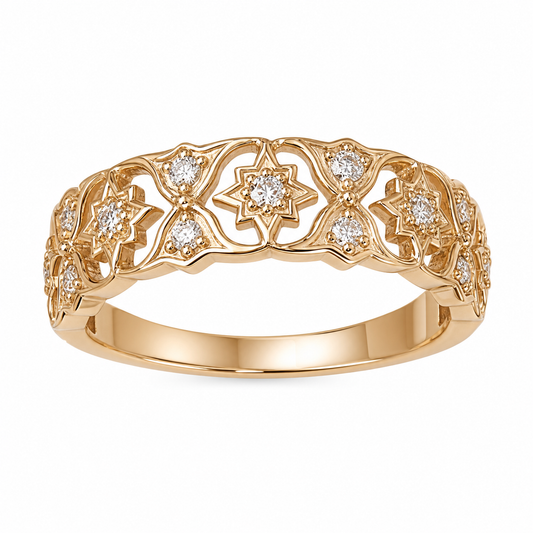 Vowmira Luisant round celestial-starburst openwork lab-grown diamond band, exact 1688 SKU cleaned view - Vowmira lab-grown diamond jewelry