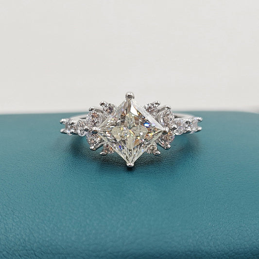 Vowmira Madrid 2 ct. on-point princess-cut starburst lab-grown diamond engagement ring, exact 1688 SKU effect photo