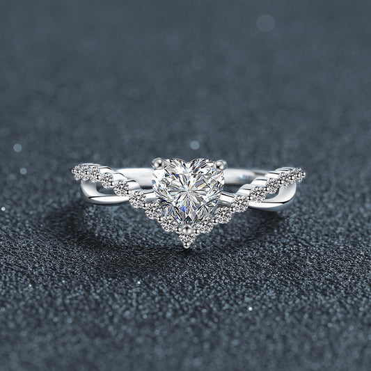 Vowmira Marie heart-cut three-prong chevron-pave lab-grown diamond engagement ring, exact white-silver 1688 SKU effect photo