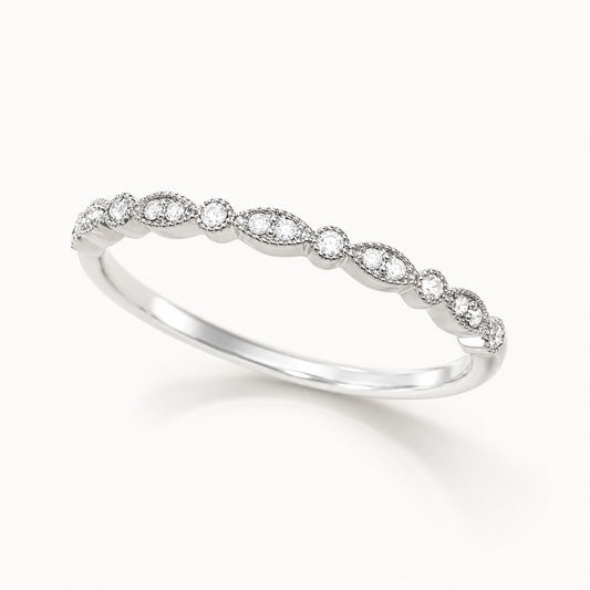 Vowmira Marion 1.7 mm marquise-frame round lab-grown diamond wedding band, exact silver SKU
