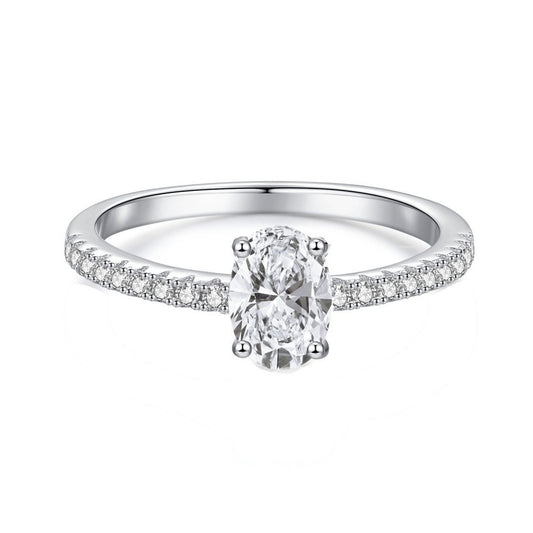 Vowmira Mary 1 ct. oval-cut four-prong pavé lab-grown diamond engagement ring, exact 1688 SKU - Vowmira lab-grown diamond jewelry