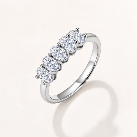 Vowmira oval five-stone lab-grown diamond ring