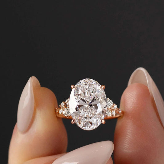 Vowmira oval floral-cluster lab-grown diamond ring in yellow gold tone - exact SKU view