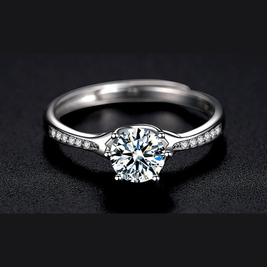 Vowmira Portico 1 ct. round six-prong cathedral pavé lab-grown diamond ring, exact 1688 SKU
