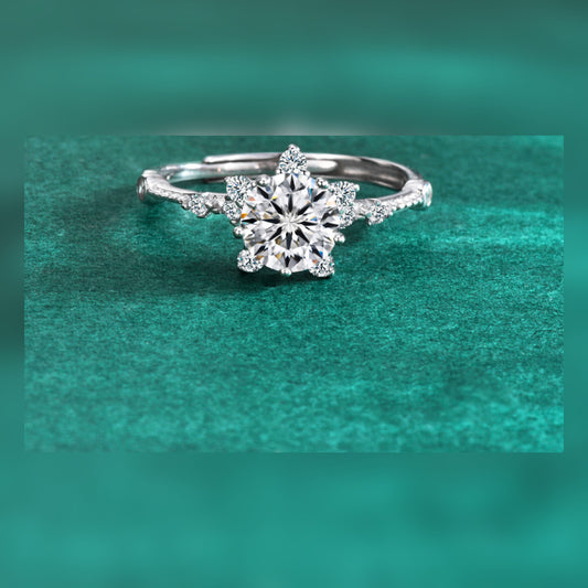 Vowmira Promise Queen white-silver five-point star round lab-grown diamond ring, exact 1688 SKU - Vowmira lab-grown diamond jewelry