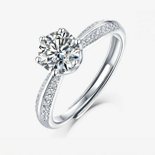 Vowmira round six-prong pavé split-shank lab-grown diamond ring, exact D-color 1 ct. supplier SKU - Vowmira lab-grown diamond jewelry