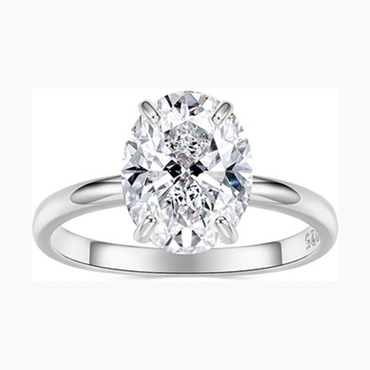 Vowmira Seraphina white-silver 3.5 ct. oval four-prong solitaire lab-grown diamond ring, exact 1688 SKU - Vowmira lab-grown diamond jewelry