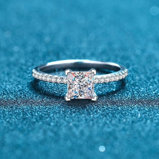 Vowmira Soprano white-silver 2 ct. princess-cut four-prong pavé lab-grown diamond ring, exact 1688 SKU